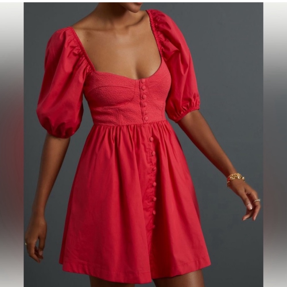 Anthropologie Red Mini Dress